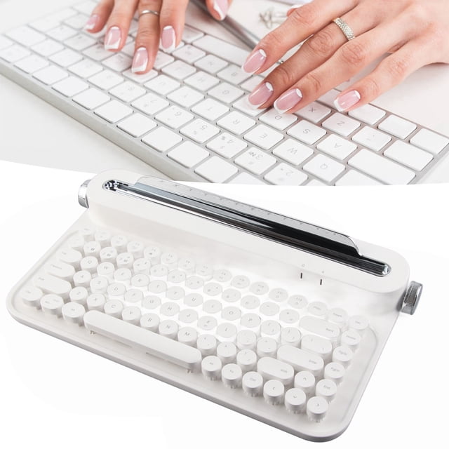 Vintage Typewriter Keyboard, 5.0, Compact 86 Keys Retro Style, Edge to Edge Tech, FN Function Keys, Recess Design, Compatible with , , IOS