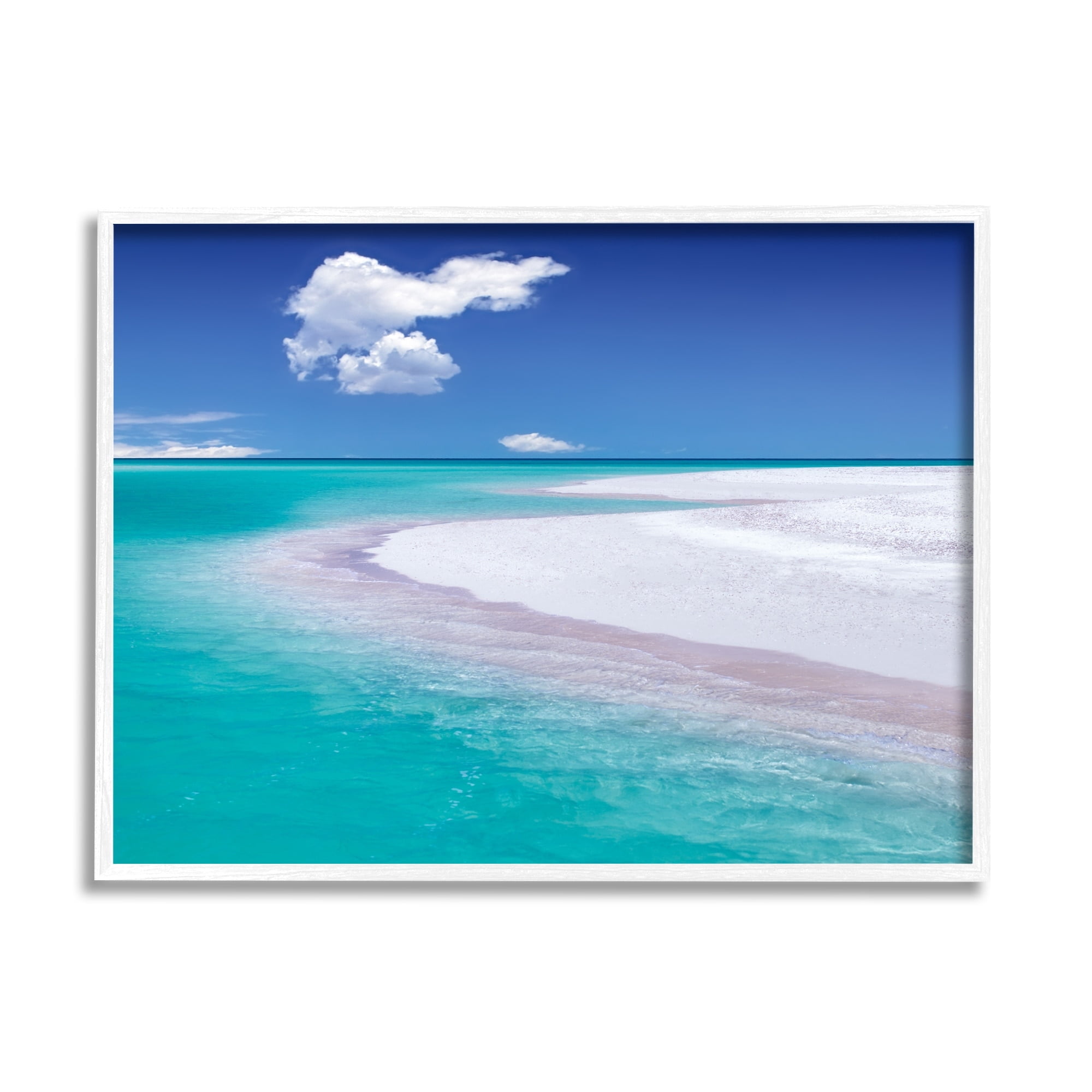 Stupell Industries Tropical Beach Shoreline Coastal Photography White Framed Art Print Wall Art