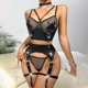 thumbnail image 1 of Women Metal Buckle Bandage Lingerie Black Mesh Bra Panty Garter Outfit, 1 of 8