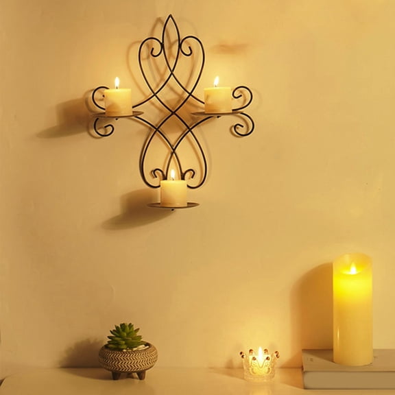 Metal Wall Candle Sconce Holders, Large Pretty Hanging Candle Holder, Durable Hollow Candle Holder, Wall Sconces Decor for Living Room Bedroom Dining Room