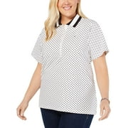 Tommy Hilfiger Women's Dot Print Polo Top White Size 2X