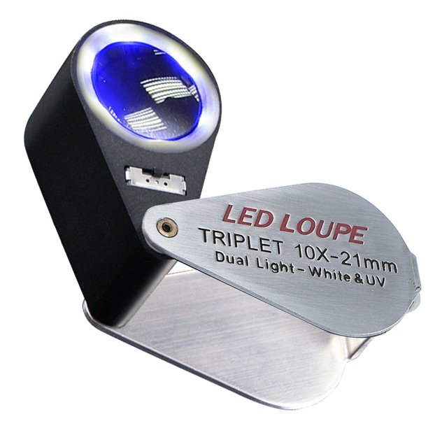 Miniplegable Loupe Gain Express de 10 x 21 mm con luz LED