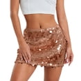 thumbnail image 2 of Sequin Skirts for Women Stretchy Bodycon Mid Waist Mini Skirt Summer Dressy Night Out Party Holiday Glitter Skirts,Orange - S, 2 of 5