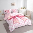 thumbnail image 3 of Homewish Girly Pink Bow-tie Bedding Comforter Set 7pcs for Teens, Dreamy Fairy Tale King Bedding Sets, Princess Ribbon Style Reversible Bed Sheets, Lightweight Room Decor, 3 of 7