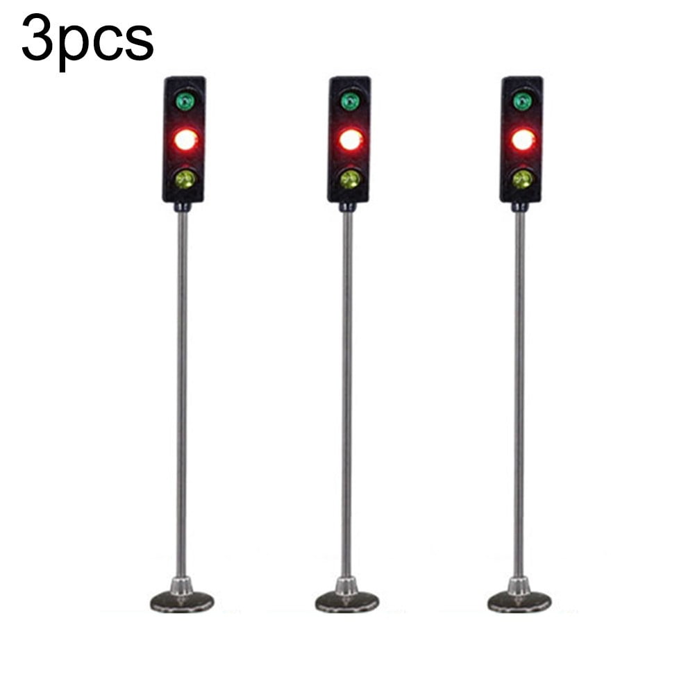 Essenc 3 Color Traffic Light Signals Ho Oo Scale Model 6Led for DIY Sand Table Crossing Street Construction Railway Two Side