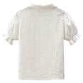 thumbnail image 6 of FAVIPT Puff Short Sleeve Shirts for Kids Summer Cotton Lace Trim Collar Blouse Casual Cute Solid Button School Shirt White,11-12 Years, 6 of 9