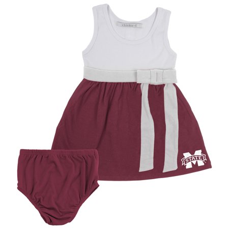 Mississippi State Bulldogs chicka-d Girls Newborn & Infant Babydoll Bowtie Dress Set - White/Maroon