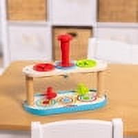 Melissa & Doug Wood Match & Push Spinning Tops 5 Piece Developmental Skills Toy for Toddlers 2+