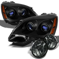 AKKON - For 2007-2012 GMC Acadia SUV [Halogen Type] Black Bezel Projector Headlights Pair   Smoked Bumper Fog Lights Combo