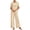 Khaki, variant on Womens Suit Jacket Womens Solid Color Casual Vacation Linen Outfit Button Short Sleeve Blouse Wide Leg Pants Set Summer Travel Wear White L