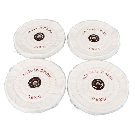 

4PCS 6 Inch Buffing Wheels with 1.2cm Arbor Hole White Cloth Polishing Cleaning Wheel Pads for Bench Grinder