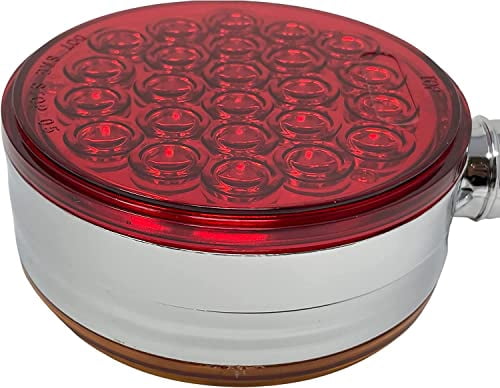 All Star Truck Parts 2pc Amber/Red 48 LED Round Double Face Stud Mount Pedestal Fender Stop Turn Tail Light for Truck Trailer Peterbilt Freightliner Heavy Duty Mack Western Star. Left and Right Side