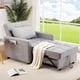 thumbnail image 5 of Sofá cama 3 en 1 plegable para salón – Respaldo ajustable, tapizado en lino, diseño compacto con bolsillos laterales – Ideal para invitados y espacios reducidos – Color gris claro, 5 of 7