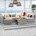 thumbnail image 5 of MeetLeisure 2 Piece Patio Armless Wicker Sofa Set with Removable Cushions, Beige, 5 of 5