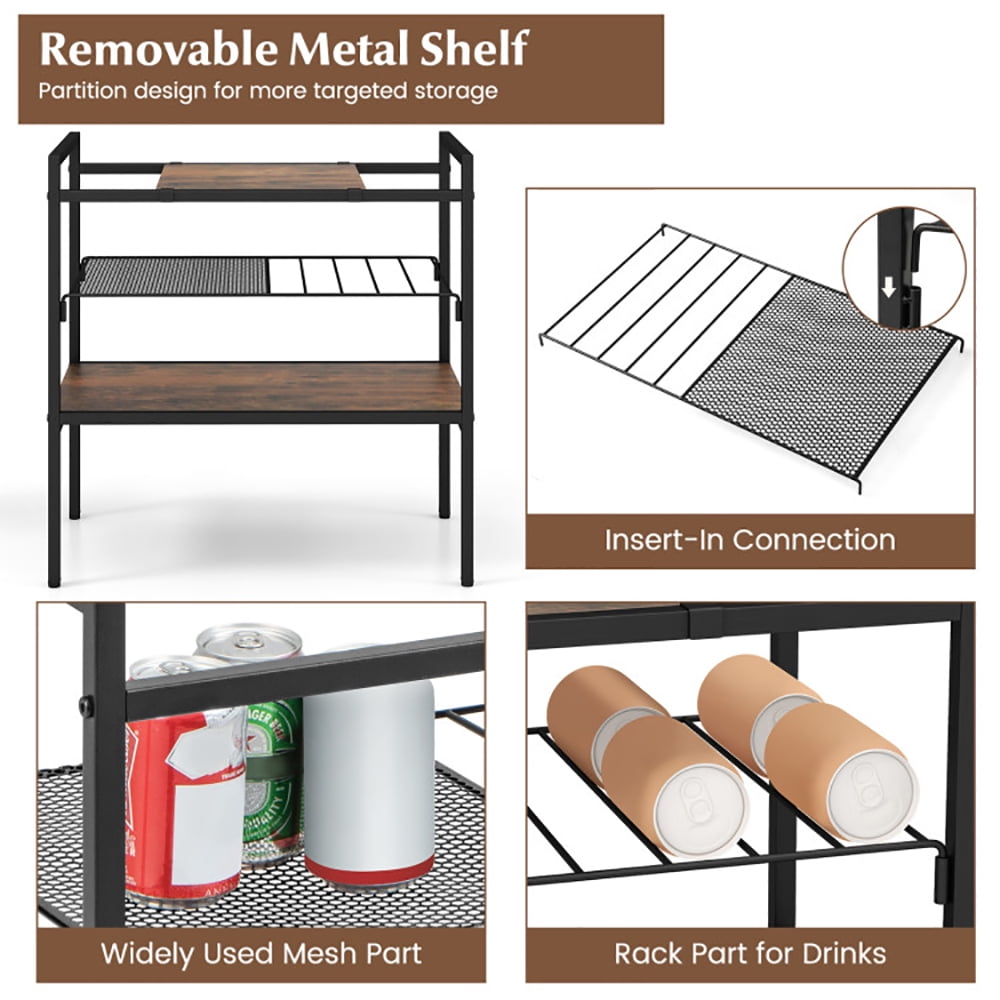 Yardi Yard Industrial Entryway Table with Removable Panel and Mesh Shelf, Narrow Console Table with Shelves for Entryway & Hallway