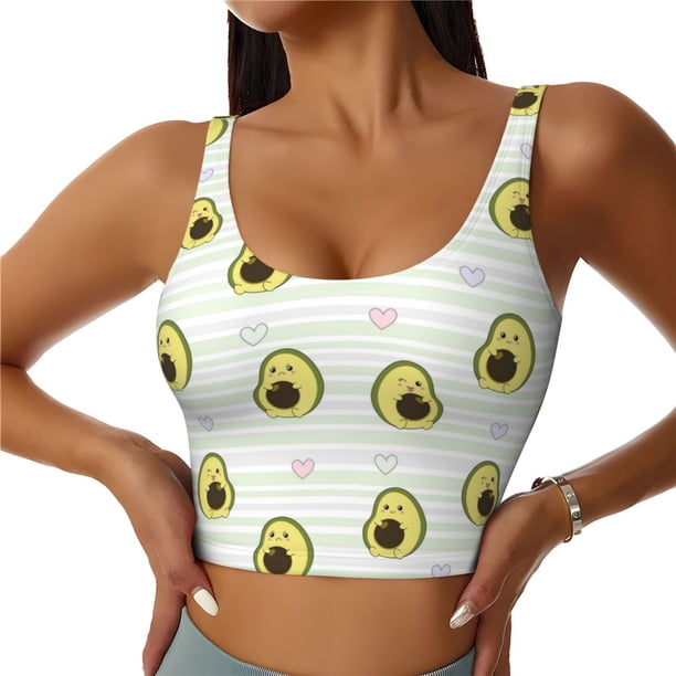 Balery Avocado of a Hear Sujetadores deportivos con espalda cruzada para mujer, acolchados, sin costuras, de alto impacto, ideales para yoga, gimnasio, entrenamiento y fitness.-Large