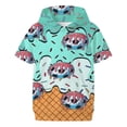 thumbnail image 3 of Kids Soccer Ice Cream Print Short Sleeve Hoodie Size 4-12Y Lightweight Pullover With Pocket Summer Top, 3 of 3