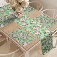 thumbnail image 2 of Ambesonne Floral Table Runner & Placemats, Hibiscus Blooming Bouquets, Placemat 4 pcs + Runner 16"x72", Olive Green Seafoam Pink, 2 of 2