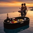 thumbnail image 2 of Homall 40×30×7in Rattan Floating Pool Tray Wicker Serving Tray for Food Drinks Floats for Spas Pool Parties, Black, 2 of 7