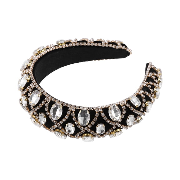 Unique Bargains Faux Crystal Padded Headband Gold Tone
