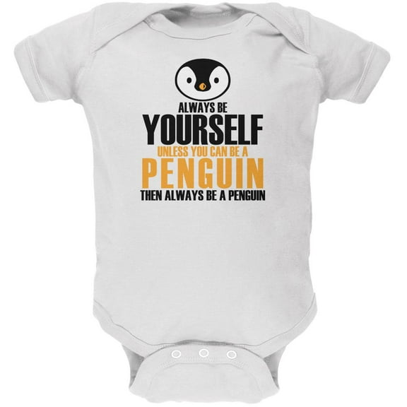 Always Be Yourself Penguin Soft Baby One Piece White 18-24 M