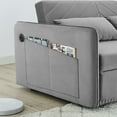 thumbnail image 4 of Convertible Sofa Bed Modern Velvet Loveseat with Adjustable Recliner and Pull Out Bed Sofa Bed Sleeper with 2 Lumbar Pillows and Side Pocket 3-in-1 Adjustable Sleeper for Living Room, Gray, 4 of 7