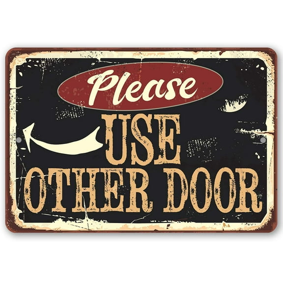 Metal Sign - Please Use Other Door Pointing Right or Left Metal Sign - Durable Metal Sign - Use Indoor/Outdoor - Great Front Door Sign for Restaurant, Bar and Store Under $20 (8" x 12")
