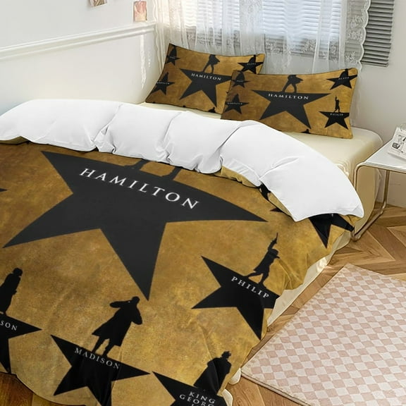 Hamilton The Musical Bedding Set Novelty Pattern Soft Microfiber Comforter Set 3 Pieces 1 Duvet Cover 2 Pillow Shams Twin-86"x70"