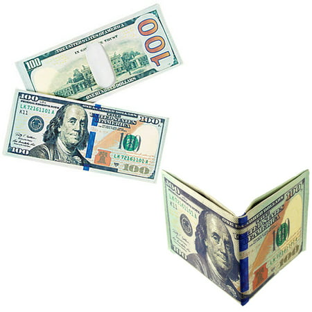 3 Pc Bifold Money Print Wallet Benjamin Franklin 100 Hundred Dollar Bill