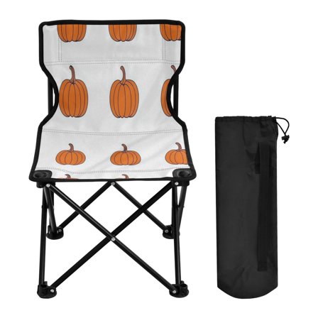 600D Oxford Camping Chair Portable Foldable Chair Supports 220 lbs for Picnic, Fishing, Backpacking Orange Pumpkin Pattern
