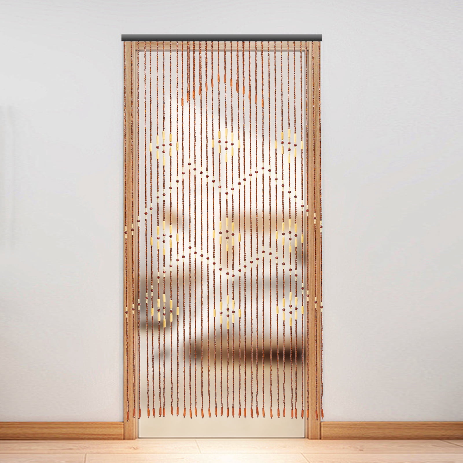 32 Lines 90*175cm Bamboo Bead Curtain Coffee Wooden Curtain String Door Curtains Beaded for Bedroom Doors Bathroom Doors