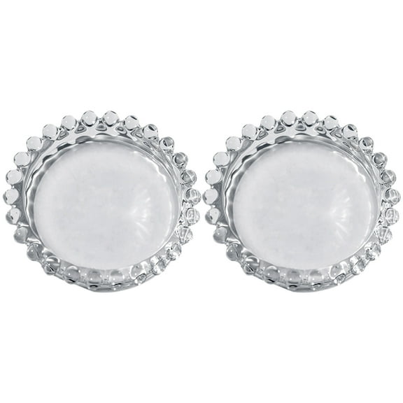 2pcs Pillar Candle Holder Clear Glass Candle Plates Transparent Coasters Party Glass Candle Holders