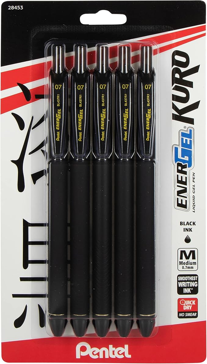 Pentel EnerGel Pearl Deluxe RTX – 0,7mm Gelroller, Pink, 12er Pack, Nachfüllbar & Superweich