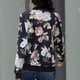 thumbnail image 5 of Chaqueta De Béisbol Con Estampado Floral, Dobladillo Elástico Chaqueta Estampada De Manga Larga A La Moda Puños Acanalados Cuello Redondo Para Fiesta Para Mujer Para Oficina ANGGREK Flor de peonía negra L, 5 of 6