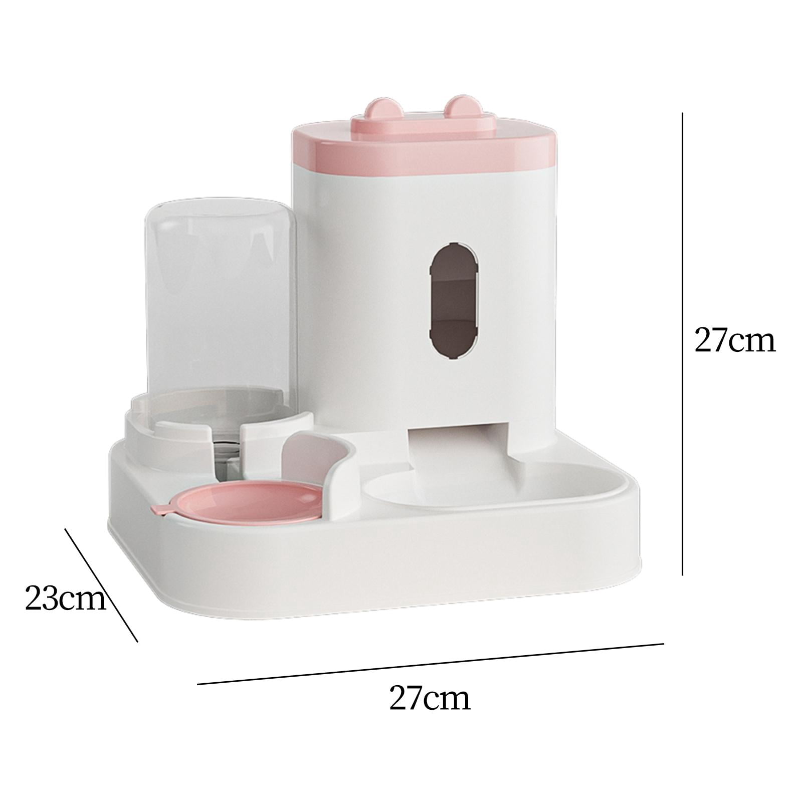 FITYLE 2 in 1 Automatic Pet Feeder Cat Food Dog Water Bowl Double Bowl Dry and Wet Separation Durability Puppy Water Dispenser for Home Pink