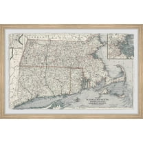 Marmont Hill Old Map of Massachusetts Framed Wall Art