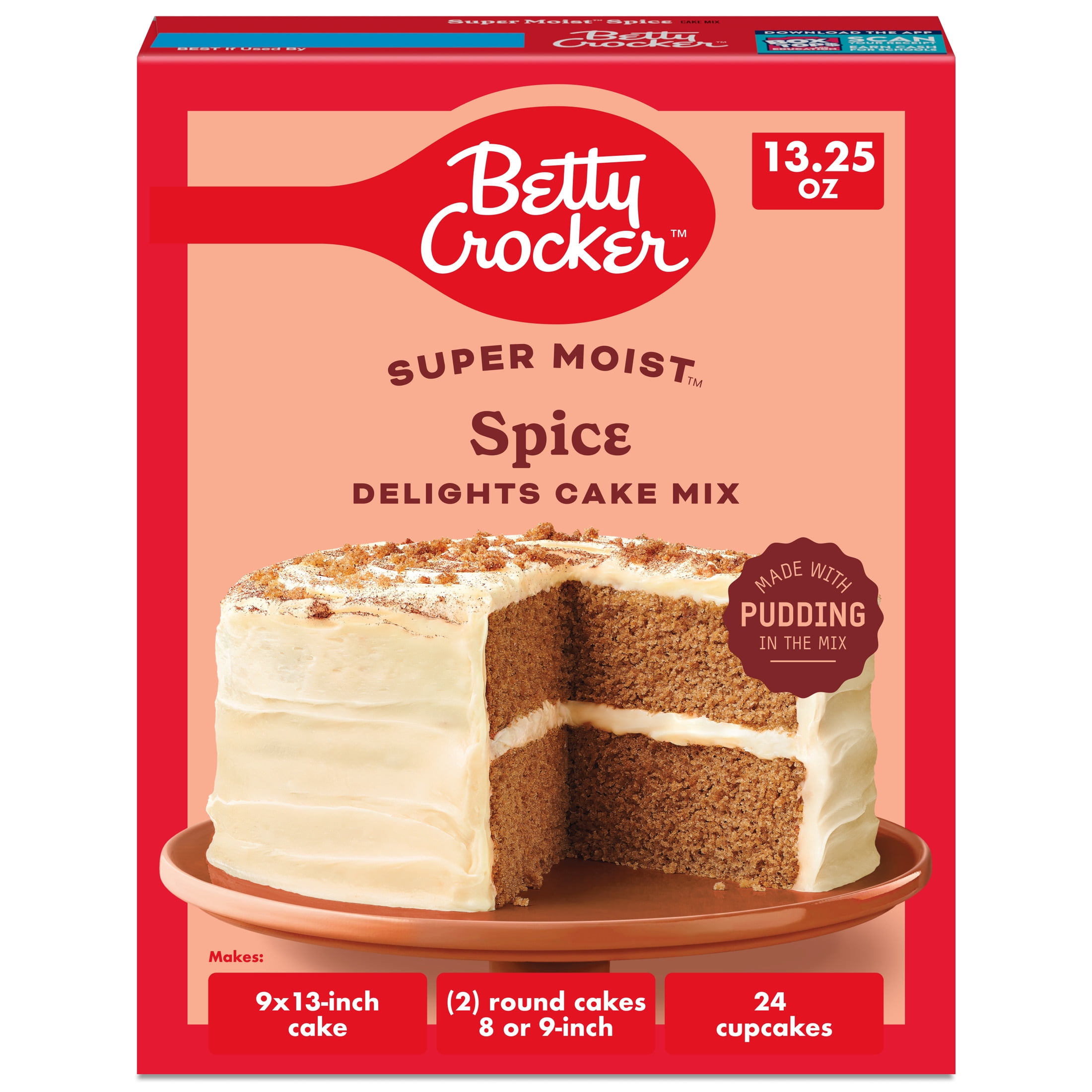 (3 pack) Betty Crocker Delights Super Moist, Spice, Cake Mix, 13.25 oz