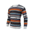 thumbnail image 2 of FAROOT Men Casual Sweatshirts Colorful Stripe Print Waffle Knit Pullover Fall Long Sleeve Tracksuit, 2 of 4