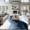 thumbnail image 4 of Modern Themed Washable Living Room Rugs 5'x8', Simple Blue Wave Abstract Artistic Irregular Line Low Pile Throw Large Area Rug Non-Slip Sturdy Edge Binding Carpet for Living Room Kitchen Office, 4 of 9