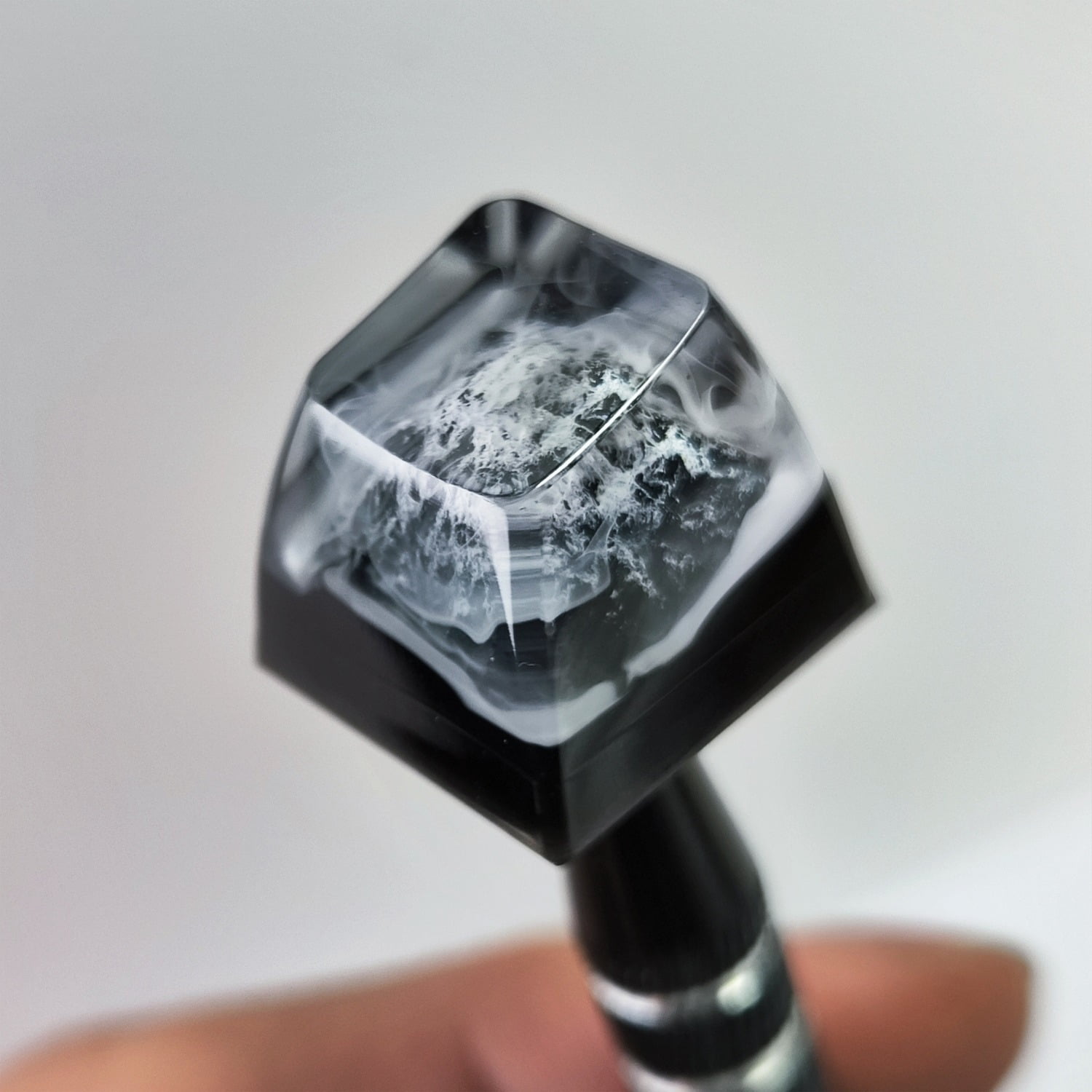 Artisan Resin Keycaps for Mechanical Keyboard,Ink Painting Style with Great Wall & Pavilion Design, Translucent Glow Keycaps