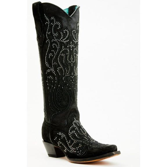 Corral Boots Womens Embroidered Rhinestone Snip Toe Cowboy  Tall Boots