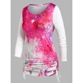 thumbnail image 1 of Camiseta Navideño Talla Extra Estampado Alce Copo de Nieve Rosegal Mangas largas de talla grande, 1 of 5