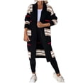 thumbnail image 2 of Usmixi 2023 Winter Womens Sweater Coat Sweater Cardigan for Women Fashion Striped Print Loose Long Coat Fall Open Front Long Sleeve Soft Knit Sweater Outerwear with Pocket Up to 65% off, 2 of 6