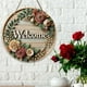 thumbnail image 5 of Welcome Doorplate Decoration Flower Wreath Wooden Sign, 20x20cm Hanging Wall Decor, Home Entryway Accent, Rustic Style, Large Size, Wooden Material, for Living Room, 5 of 6