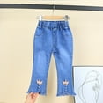 thumbnail image 2 of Krdevn Girls Denim Bottom Pants Flared Trousers for Teenage Stretch Bootcut Jeans Comfortable Daily Wear Outfit,7-8 Years, 2 of 6