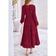 thumbnail image 2 of Vestido largo PRETTYGARDEN para mujer, otoño-primavera, punto suizo, rojo vino, 2 of 9
