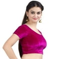thumbnail image 2 of Chandrakala Women's Readymade Velvet Indian Ethnic Saree Blouse Crop Top Stretchable Choli-2X-Large, Magenta (B130MAG6), 2 of 3