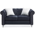 thumbnail image 3 of Maklaine 19" Contemporary Soft Velvet Upholstered Loveseat in Black, 3 of 5
