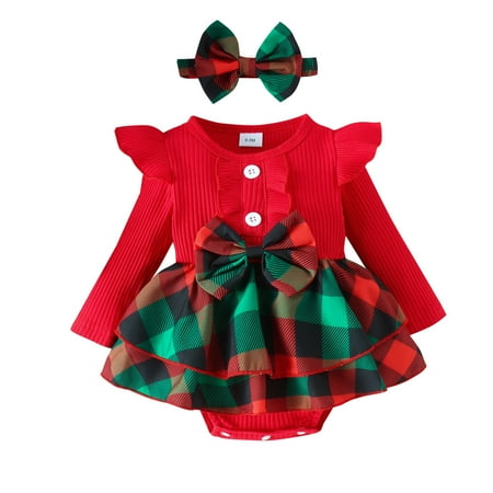 

Christmas Girls Long Sleeve Santa Plaid Prints Romper Bodysuits Dress Headbands Outfits Ballet for Girls Clothes for Baby Girl Baby Organic Clothes 7months Baby Girl Clothes Short Sleeve Bodysuits