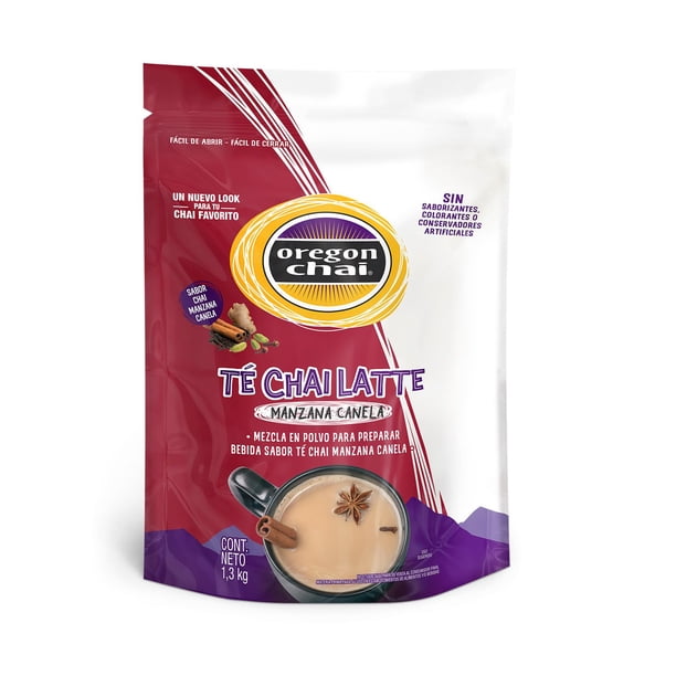 OREGON CHAI - Manzana Canela, Bolsa de 1.3 kg, Mezcla en Polvo, para Preparar Bebida Sabor Té Chai Manzana Canela, sin Saborizantes, Colorantes o Conservantes Artificiales, para Cafeter&